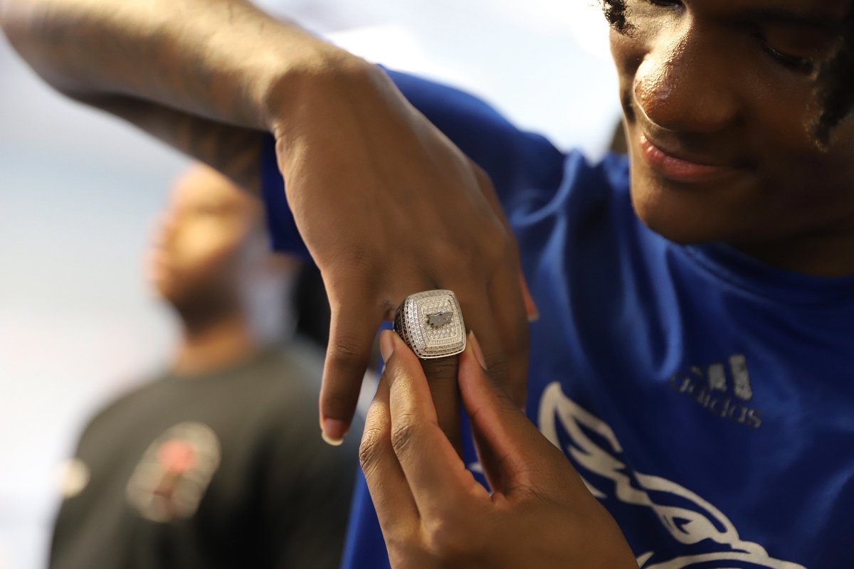 Ended summer workouts for Co-Lin Wolf Pack Football with a little💍BLING💍 for members of the 2023 South Division Co-Champs and C.H.A.M.P.S. Heart of Texas Bowl Championship team! #BackThePack