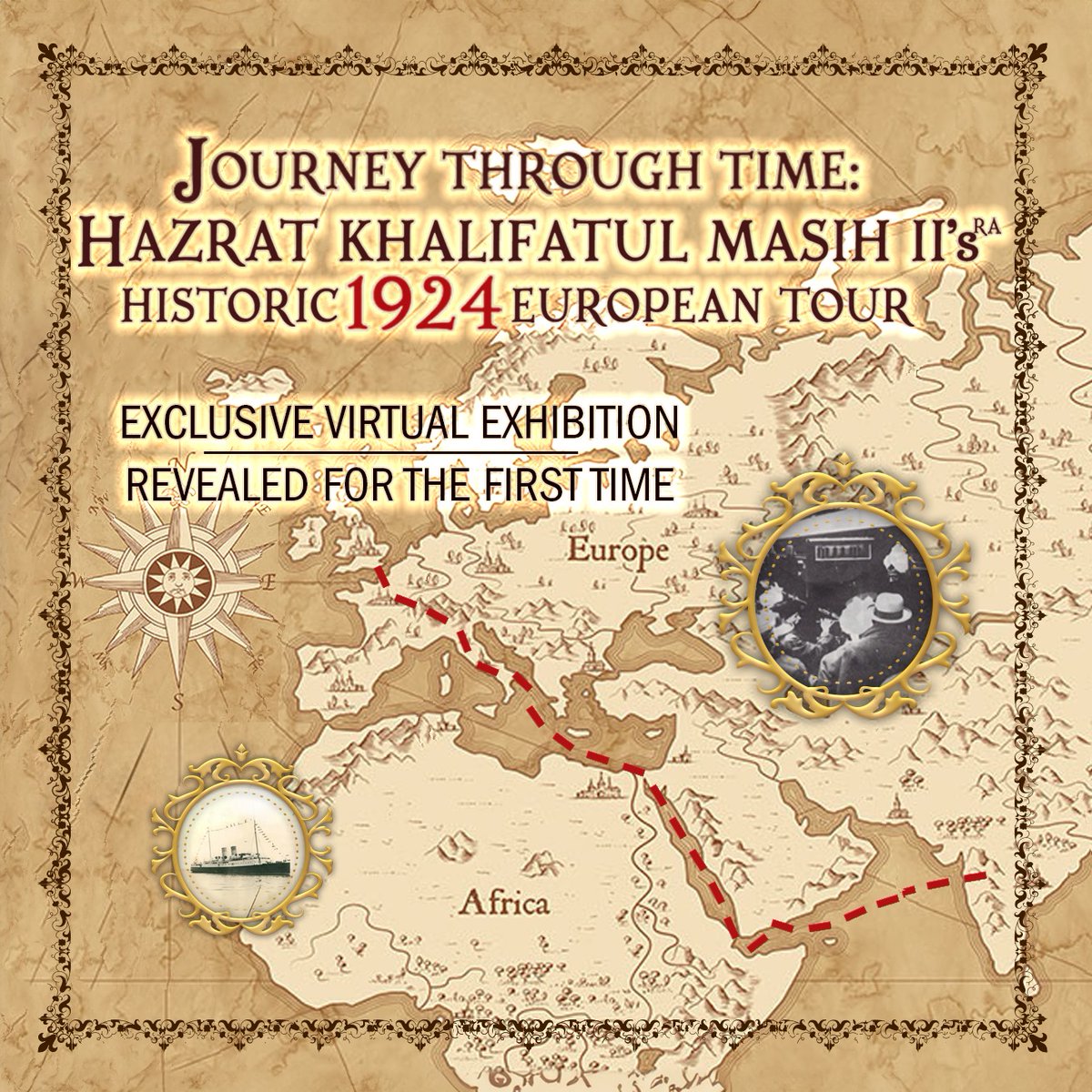 🌟 The Journey Begins NOW! 🌟
🕰️ Step into history with our virtual exhibition:
'Journey of 1924: Hazrat Khalifatul Masih II's (ra) Tour of Europe'. 🌍
Explore the groundbreaking travels that shaped our community 100 years ago.
Visit now:
ahmadiyyamuseum.artsteps.com
#JalsaUK 🕌
