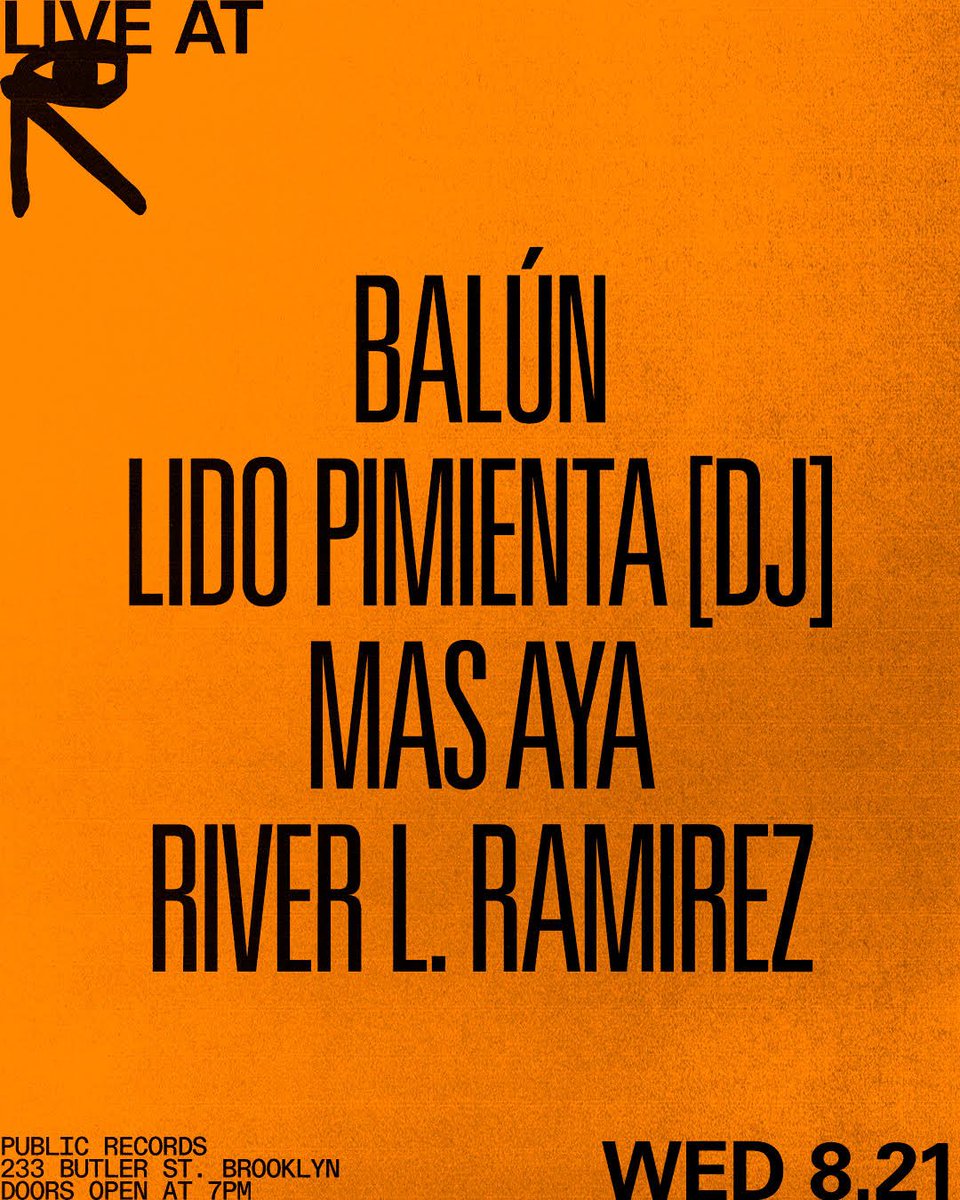 ¡Wepa Brooklyn we’re back! Bien excited to play on 8/21 at Public Records with la comadre <a href="/LidoPimienta/">Lido Pimienta</a> en los platos y live performances by Mas Aya and River L. Ramirez. Buy your tix today mis amores, esto se va descontrolaaaaar! link.dice.fm/X87af2581d35