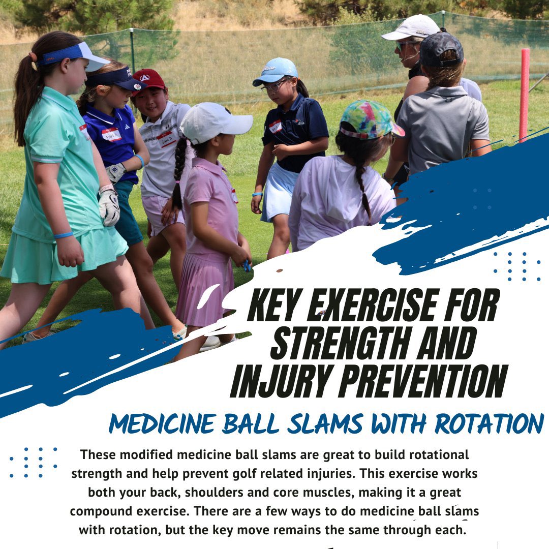 #FitnessFriday tips for building strength &amp; injury prevention:

1️⃣Kneel on one knee w/ a medicine ball
2️⃣Take medicine ball over head &amp; slam on the ground in a chopping motion, resembling your downswing
3️⃣Repeat 5-10x for one set, repeat in the opposite direction
4️⃣ 2-3 sets/side