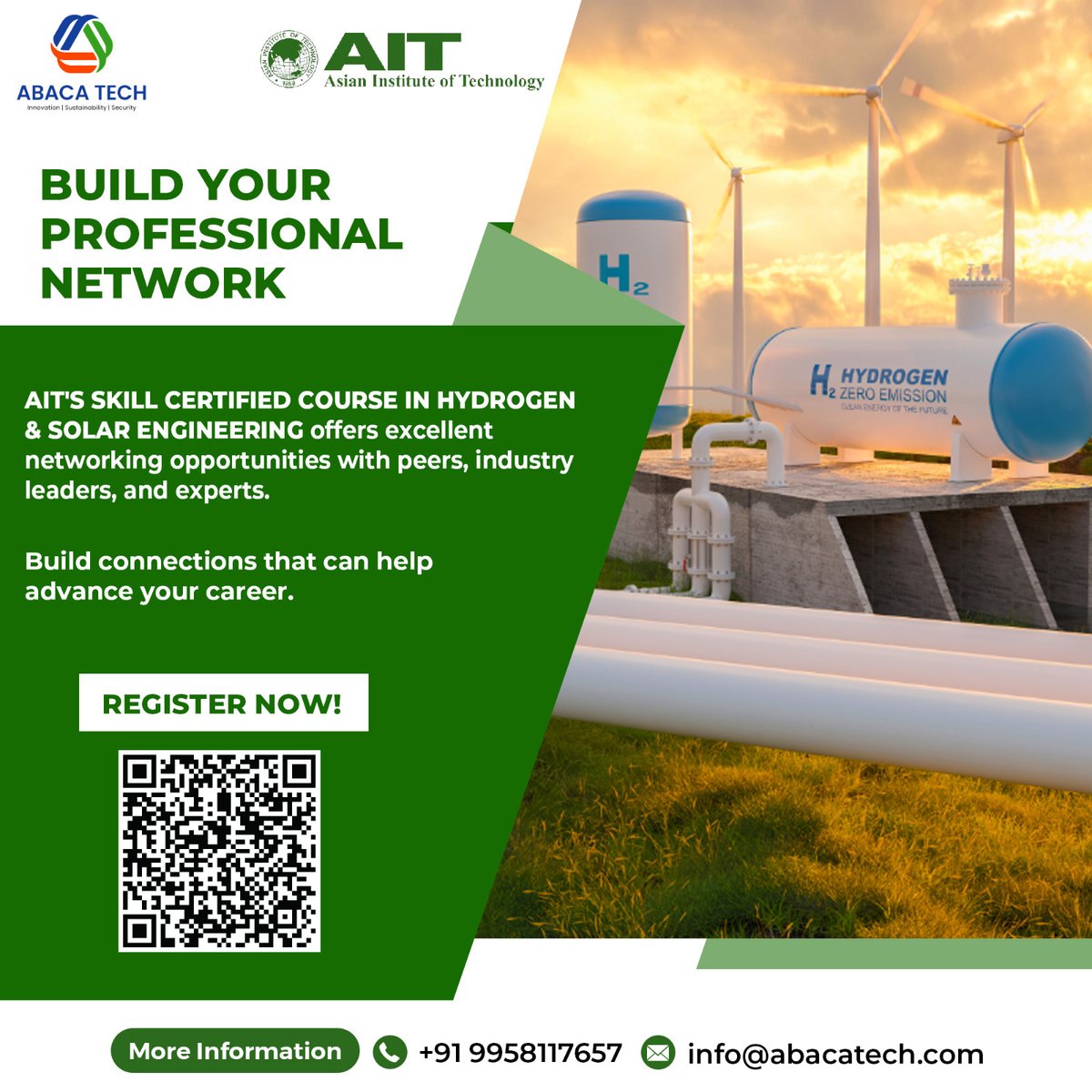 TechAbaca's tweet photo. Gain essential skills to thrive in the rapidly expanding renewable energy market. with AIT's which helps you to build your professional network!

Form link: https://t.co/TRLU7fuQLY

Visit: https://t.co/a0suPw34oS

#HydrogenCourse #GreenEnergy #SolarCourse #Certification https://t.co/mvGYr5s3fN