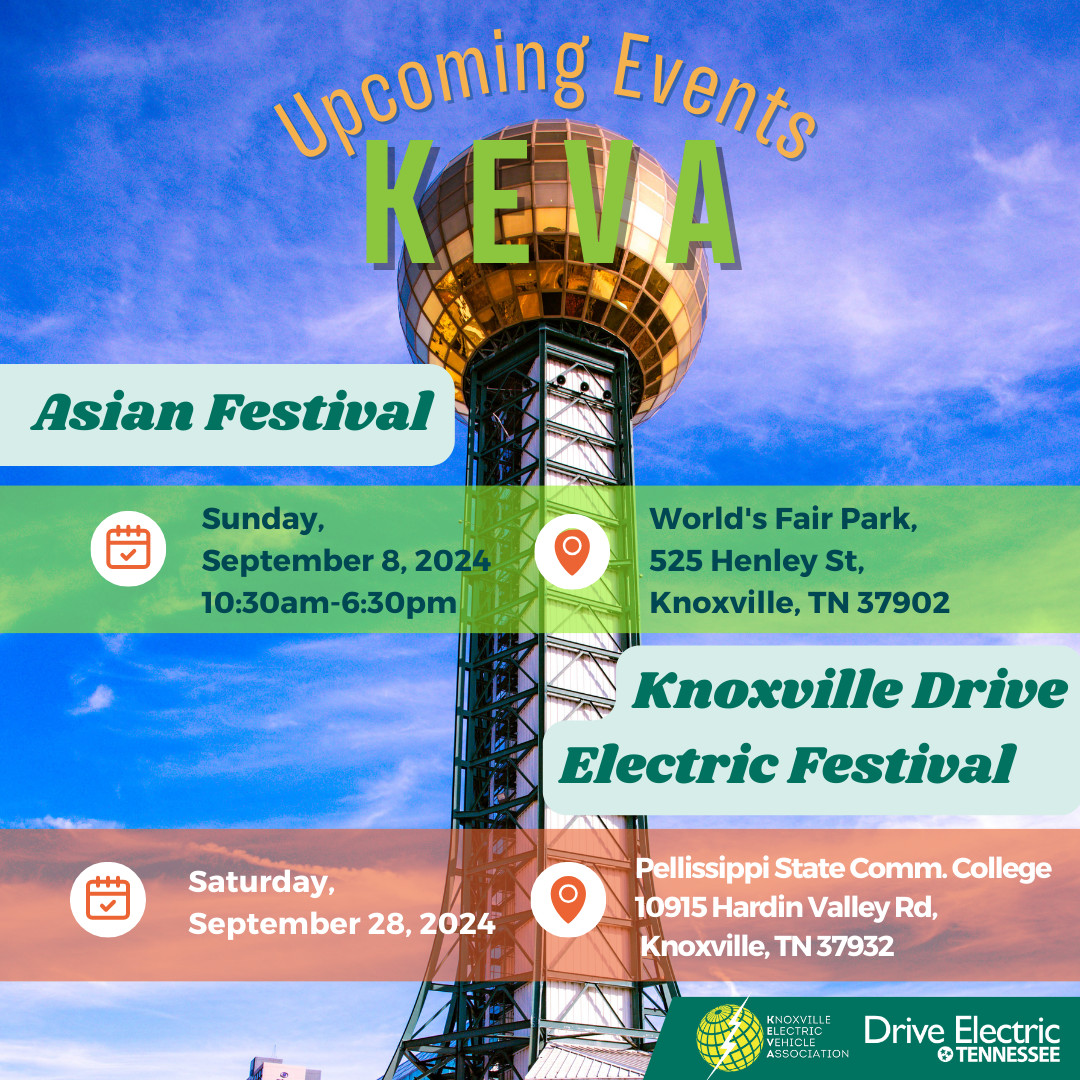 ⚡KEVA Chapter Spotlight⚡

Mark your calendars for KEVA's upcoming events! 

Interested in joining KEVA? Check out their website knoxev.org for upcoming meetings and event information.

#DETMonth2024 #EV #DriveElectric