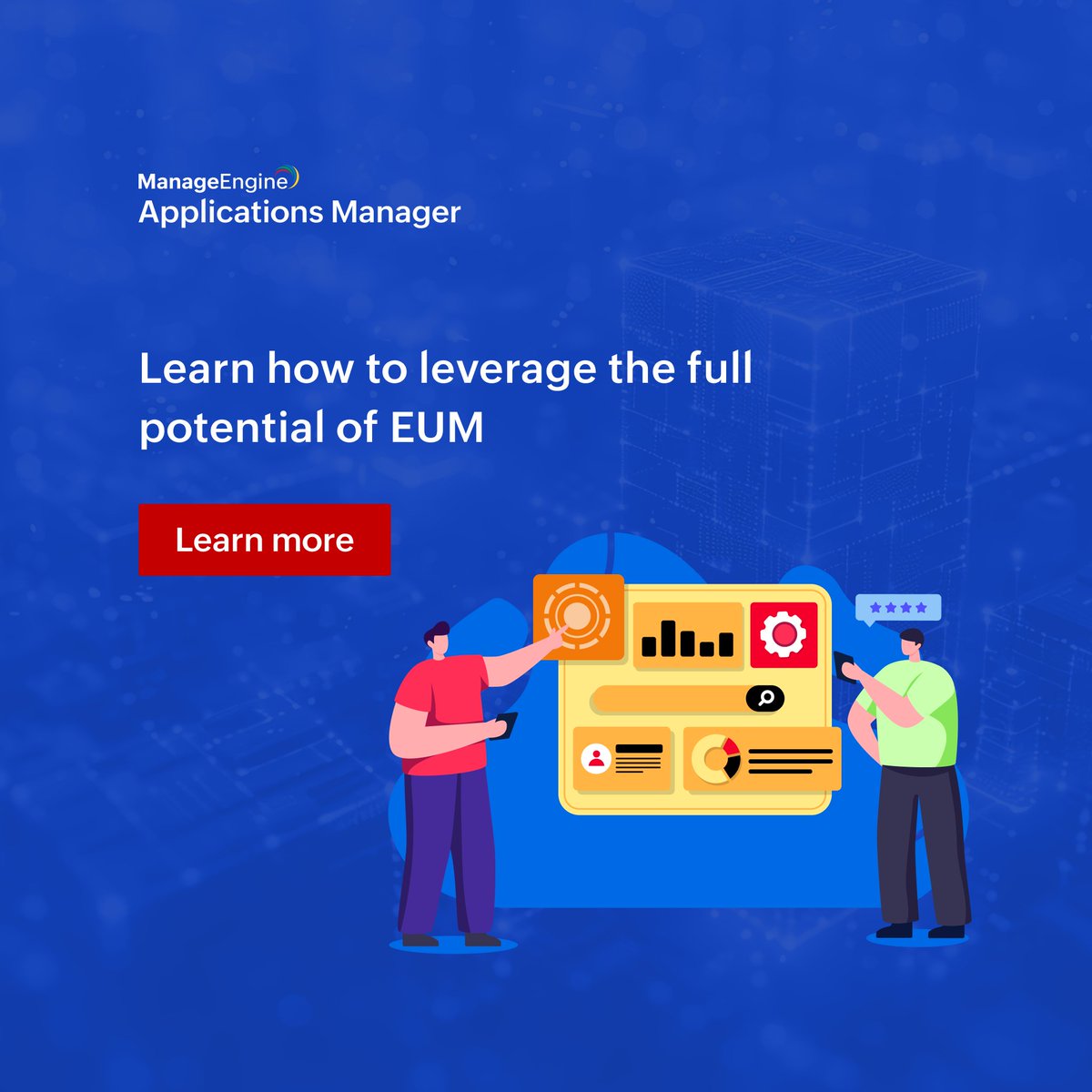 manageengine's tweet image. Unlock proactive end-user monitoring techniques to deliver a seamless digital experience with Applications Manager. Learn more at zurl.co/ERWW

#ManageEngine #ApplicationsMonitoring #EndUserMonitoring