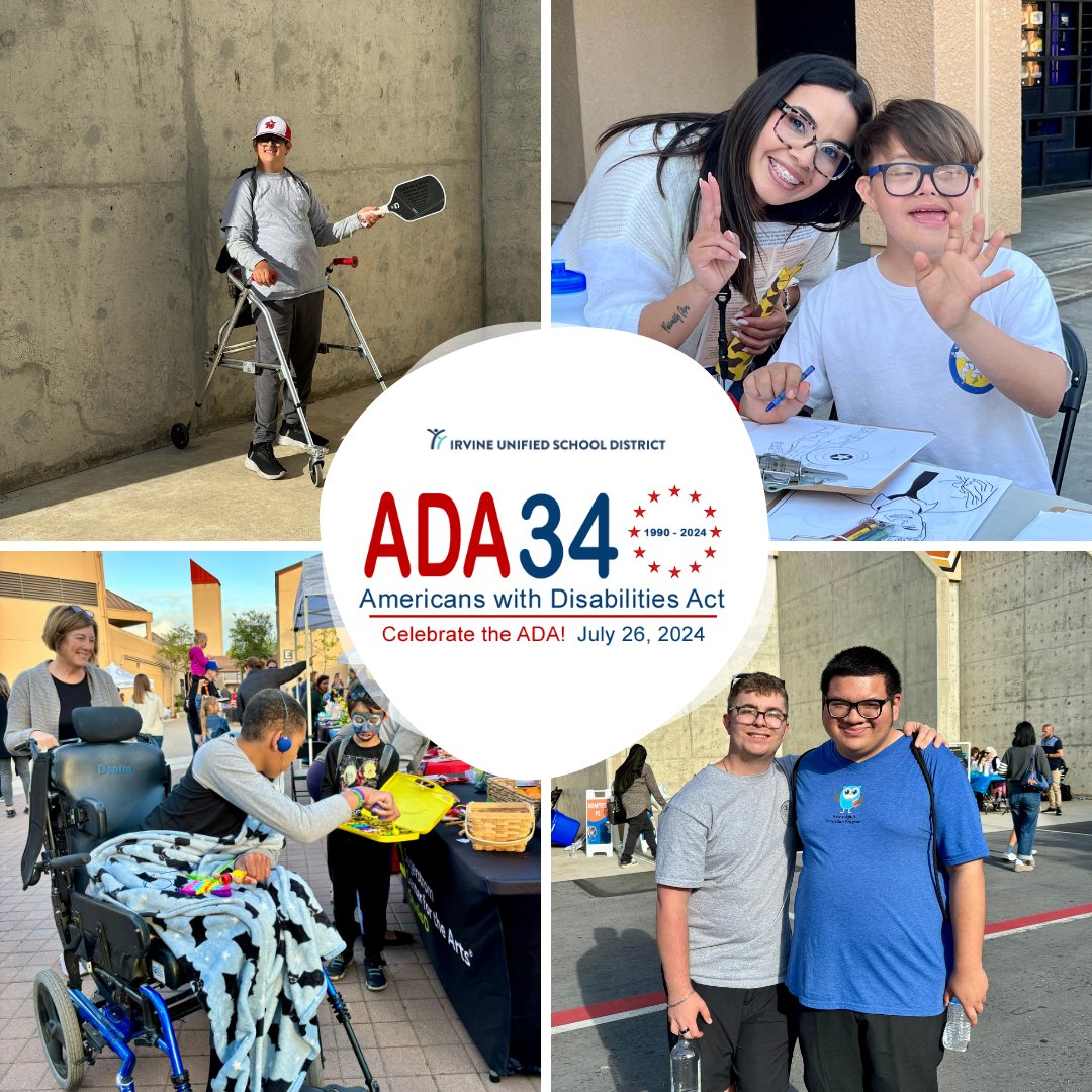 Today marks the 34th anniversary of the ADA! 💙 Made a law on July 26, 1990, it ensures rights and protections for people with disabilities. At IUSD, we celebrate our teachers, students, families and staff working together to support Special Ed. More: iusd.org/SPED
