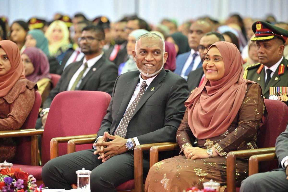 The President's Office (@presidencymv) on Twitter photo President Dr <a href="/MMuizzu/">Dr Mohamed Muizzu</a> and First Lady Madam Sajidha Mohamed attend the official function to mark the Maldives’ 59th Anniversary of Independence. President Dr <a href="/MMuizzu/">Dr Mohamed Muizzu</a> and First Lady Madam Sajidha Mohamed attend the official function to mark the Maldives’ 59th Anniversary of Independence.