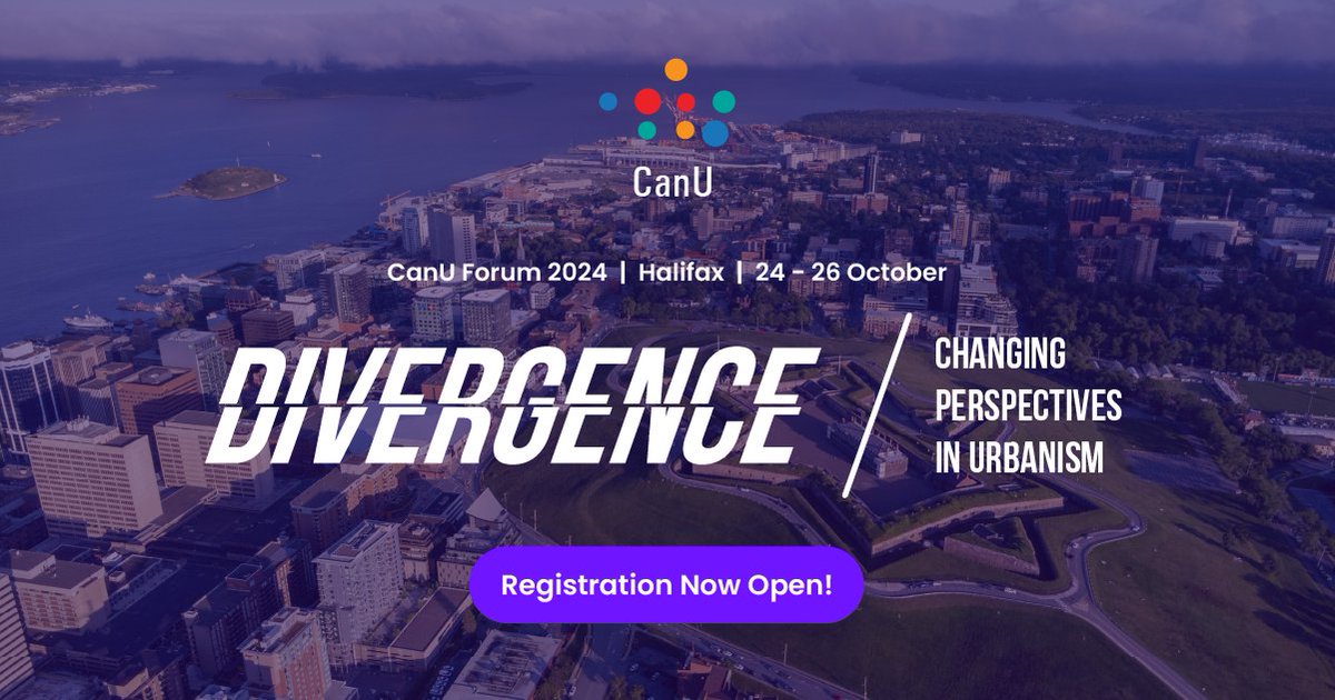 Registration for CanU Forum 2024 DIVERGENCE in Halifax is NOW OPEN! Don’t miss out on joining a vibrant community of urbanists from across Canada for a meaningful discussion on urban design best practices. 

Register at canu.ca/forum2024