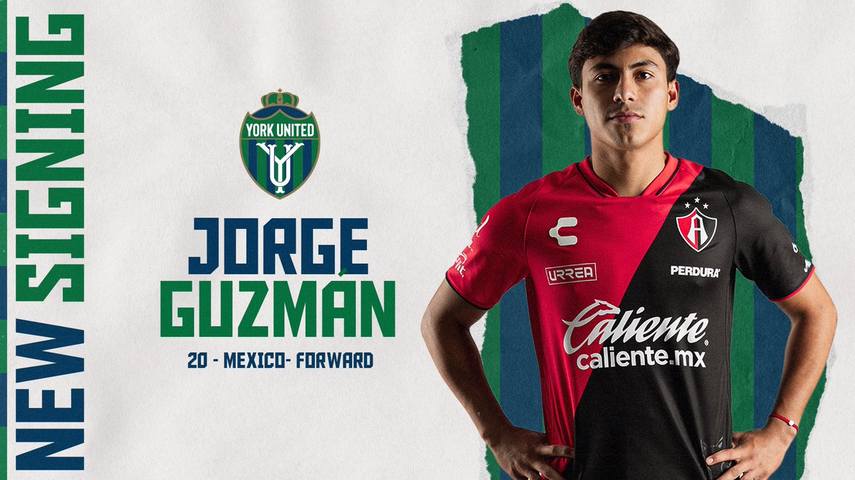 🌟 𝙏𝙝𝙚 𝙂𝙤𝙡𝙙𝙚𝙣 𝙂𝙪𝙯

🤝 York United FC is thrilled to announce the signing of forward Jorge Guzmán on loan from Liga MX side <a href="/AtlasFC/">Atlas FC</a>. 

👇 The details.

🔗 bit.ly/3ymy8jK

#WeAreUnited I #YorkUnitedFC