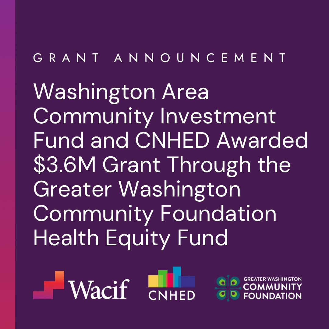 Wacif (@wacif) on Twitter photo Thrilled to announce that the Washington Area Community Investment Fund, Inc. (Wacif) has been awarded a $3.6M three-year grant through the <a href="/communityfndn/">Greater Washington Community Foundation</a> Health Equity Fund in partnership with @cnhed.
l8r.it/gwxL Thrilled to announce that the Washington Area Community Investment Fund, Inc. (Wacif) has been awarded a $3.6M three-year grant through the <a href="/communityfndn/">Greater Washington Community Foundation</a> Health Equity Fund in partnership with @cnhed.
l8r.it/gwxL