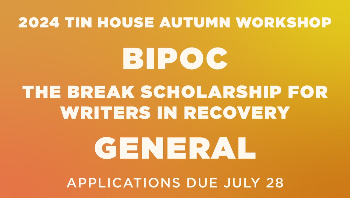 The deadline to apply for our 2024 Autumn Workshops is this Sunday.  tinhouse.com/workshop/autum…