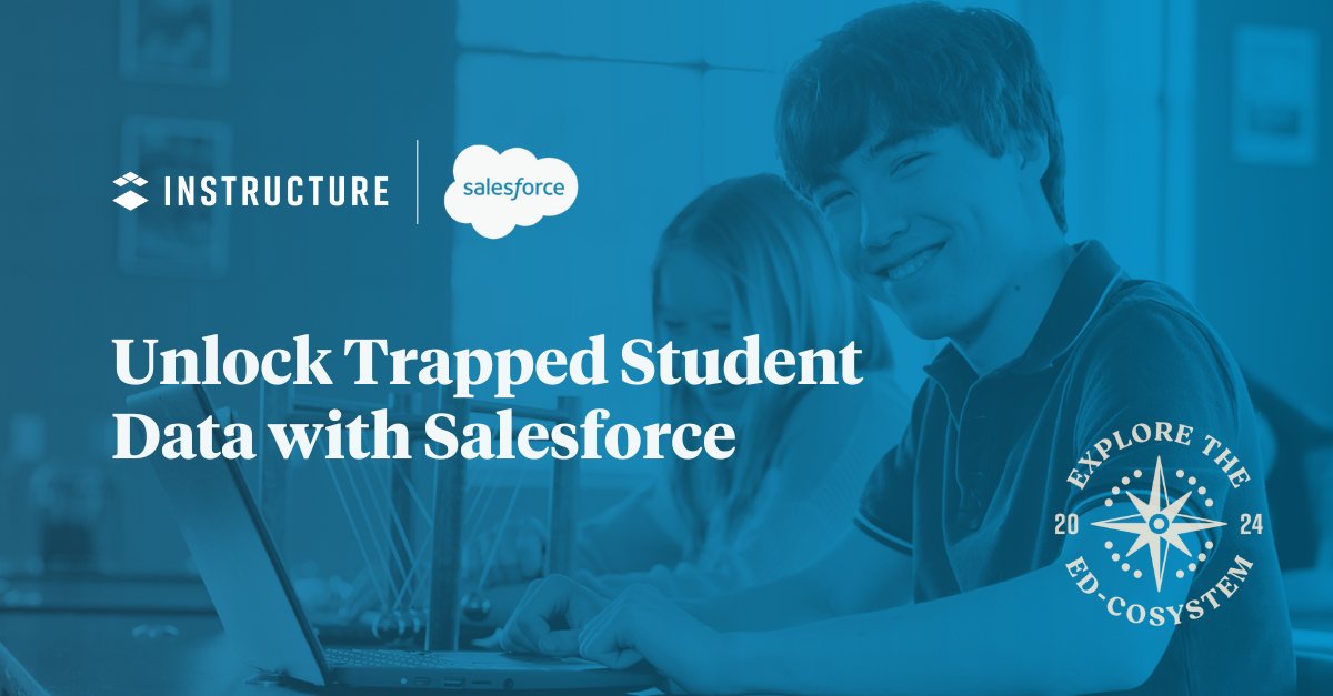 Instructure's tweet image. Dive into this interactive session at #INSTCon24 and discover the diverse ways in which @salesforce empowers educators and administrators to streamline their data processes, gain actionable insights, and foster student success. 👉 Watch now: bit.ly/3YfZCCi
