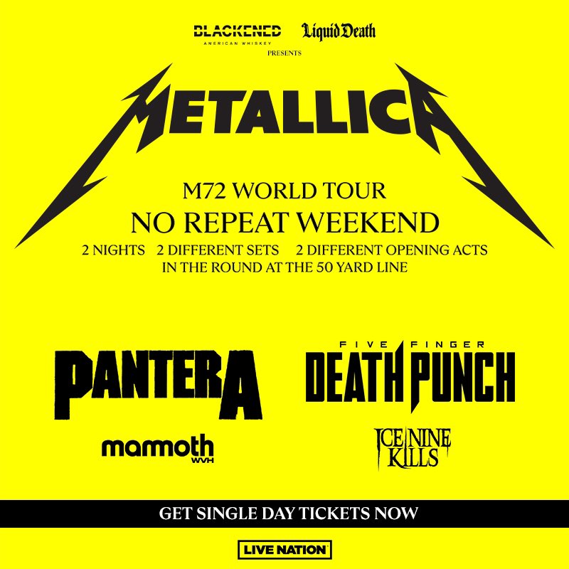 Gillette Stadium (@gillettestadium) on Twitter photo Metallica returns ONE week from today!
RT/follow to enter to win:
- 2 tickets to the 8/2 show
- 2 tickets to the 8/4 show
- Dunkinโ swag
๐บ๐๐ฃ๐๐๐ค๐๐ฆ ๐๐๐ข๐๐ก๐๐ ๐ฆ ๐๐ ๐ท๐ข๐๐๐๐โ.
Canโt wait? Limited tix still available: bit.ly/M72 Metallica returns ONE week from today!
RT/follow to enter to win:
- 2 tickets to the 8/2 show
- 2 tickets to the 8/4 show
- Dunkinโ swag
๐บ๐๐ฃ๐๐๐ค๐๐ฆ ๐๐๐ข๐๐ก๐๐ ๐ฆ ๐๐ ๐ท๐ข๐๐๐๐โ.
Canโt wait? Limited tix still available: bit.ly/M72
