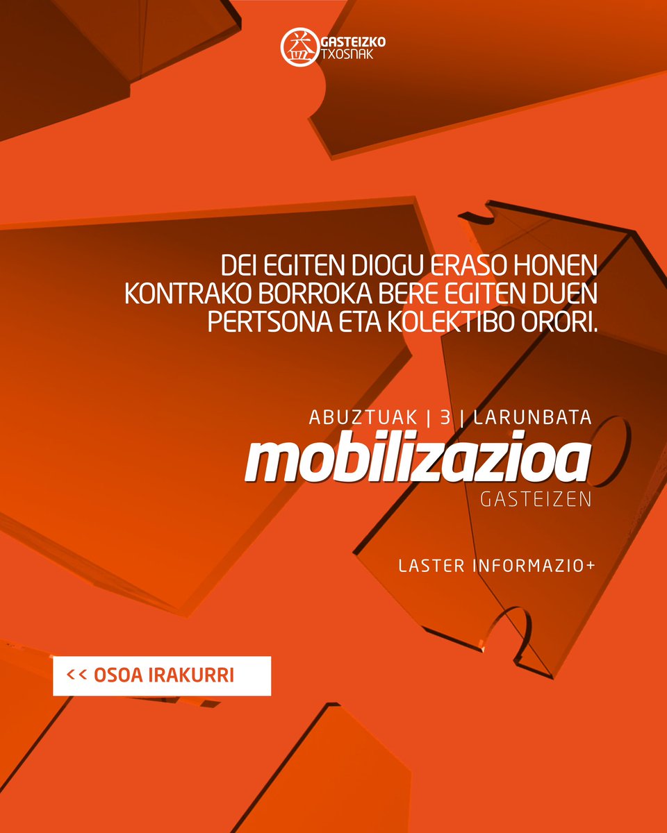.
🔶🔸🔶🔸🔶🔸🔶🔸🔶🔸🔶🔸
JAI HERRIKOIEN DEFENTSAN
aurten ere txosnak jarriko ditugu!
🔶🔸🔶🔸🔶🔸🔶🔸🔶🔸🔶🔸
.
#GasteizkoTxosnak #Gasteiz #Entxosnatu