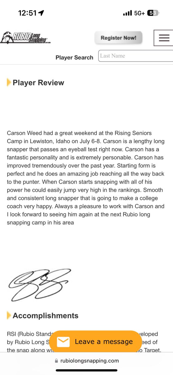 Thank you to <a href="/TheChrisRubio/">Rubio Long Snapping®</a> for the review from the awesome 3 days in Idaho. Can’t wait for Chicago in December.<a href="/CruzARubio/">Cruz Rubio</a> <a href="/RoncalliFB/">Roncalli Football</a> <a href="/Luke_Scifres/">Coach Luke Scifres</a> <a href="/PlayBookAthlete/">PLAYBOOK ATHLETE</a> <a href="/Beau_Gleason/">Beau Gleason</a> <a href="/Coach_EQuintana/">Eric Quintana</a> <a href="/CoachJacksonTJK/">Coach Brian Jackson</a> <a href="/IndyWeOutHere/">IndyWeOutHere ‼️</a> #toetheline