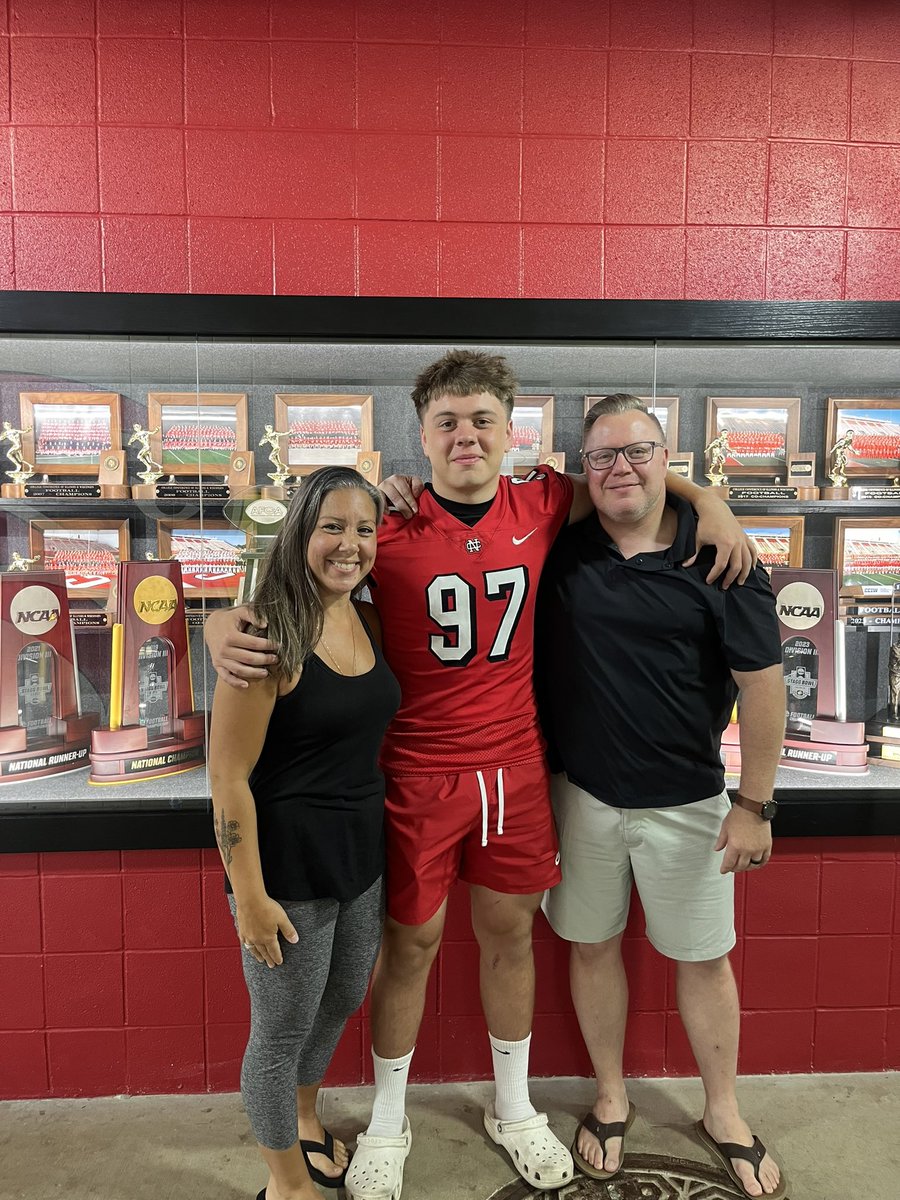 CarterPope95's tweet photo. Very excited and blessed to announce that i am 100% committed to @football_ncc! Thanks to @CoachWark and everyone who has supported me. GO CARDS! @HuntleyFB @Naymo23 https://t.co/1pYFvMpDVJ