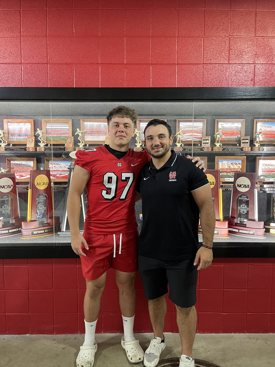CarterPope95's tweet photo. Very excited and blessed to announce that i am 100% committed to @football_ncc! Thanks to @CoachWark and everyone who has supported me. GO CARDS! @HuntleyFB @Naymo23 https://t.co/1pYFvMpDVJ