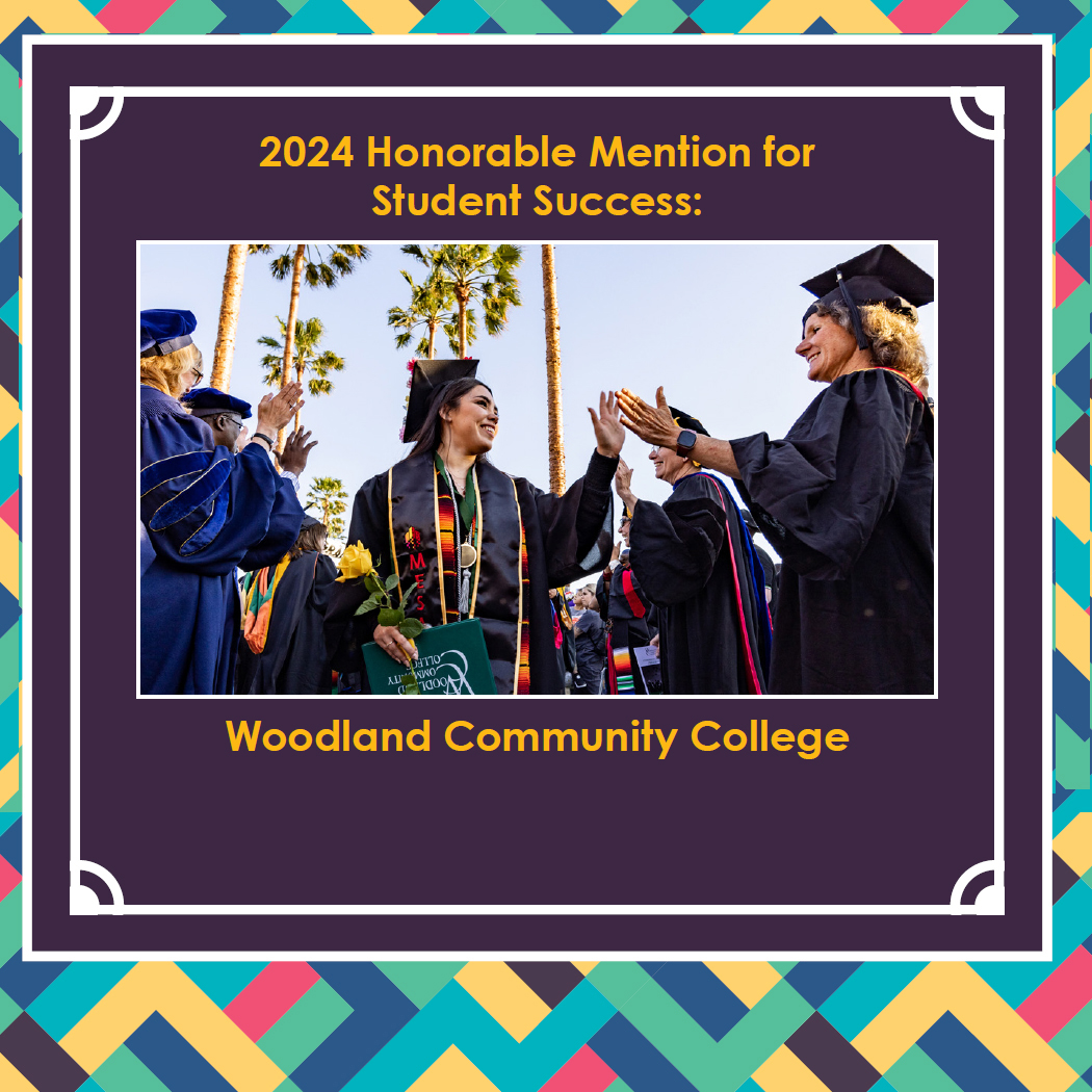 CONGRATULATIONS to the 2024 Dr. John W. Rice Awards Honorable Mention, Woodland Community College, for the work it has put into student success. Read more: bit.ly/4bUVv1x.

#WoodlandCollege @<a href="/WCCNewsToday/">Woodland Community College</a>
#Vision2030
#DrJohnWRiceAwards
#Equity
#Diversity
#StudentSuccess
