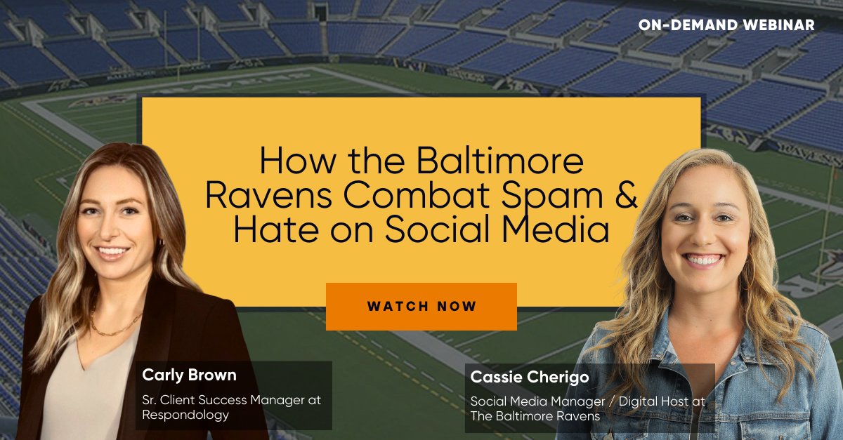 respondology's tweet photo. Catch our latest on-demand webinar! 🏈

Cassie Cherigo from the Baltimore Ravens shares the team's proactive approach in using Respondology to block volatile or threatening content before it appears. 

https://t.co/yP1GSBAQD3 https://t.co/VGRdAU0XBf