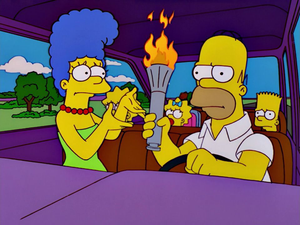 For God's sakes, Homer, give them back their flame.

No! The Olympics have preempted my favorite shows for the last time.

#TheSimpsons