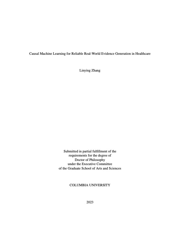My dissertation won the AMIA 2024 Edward H. Shortliffe Doctoral Dissertation Award Honorable Mention! Look forward to giving a talk on my dissertation "Causal machine earning for reliable real-world evidence generation in healthcare" at #AMIA2024 Annual Symposium. Dissertation is