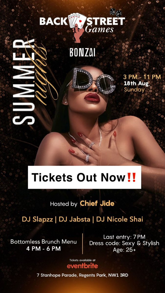 GamesBackstreet's tweet photo. TICKETS OUTS NOW‼️ (Link in Bio) 

Don’t dull, grab your friends and we look forward to seeing you on the 18th August 🎷🔥

https://t.co/PI9JeZnjM4

#DayParty #Brunch #Vibes https://t.co/Ysks8XKVd2