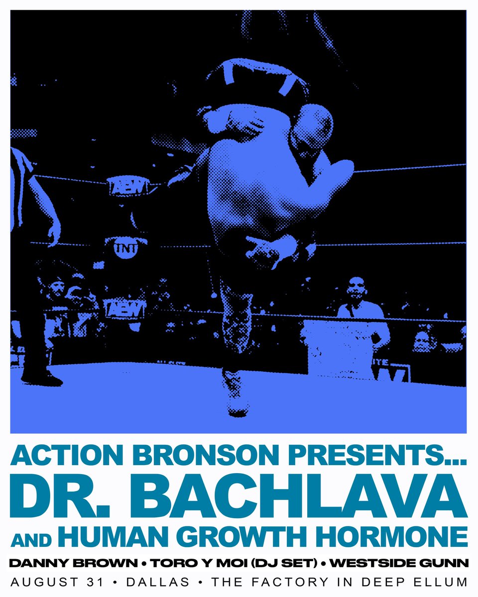 Dallas, we’ve got a very special one for you! 

<a href="/ActionBronson/">*JOHANN SEBASTIAN BACHLAVA THE DOCTOR*</a> w/ <a href="/xdannyxbrownx/">Danny Brown</a> , TORO Y MOI (DJ Set), <a href="/WESTSIDEGUNN/">WESTSIDEGUNN</a> and <a href="/DJKIMBLEE/">callmekimblee</a> at The Factory in Deep Ellum… ONE NIGHT ONLY… 

Saturday August 31st! Tickets on sale now!

axs.com/events/639397/…