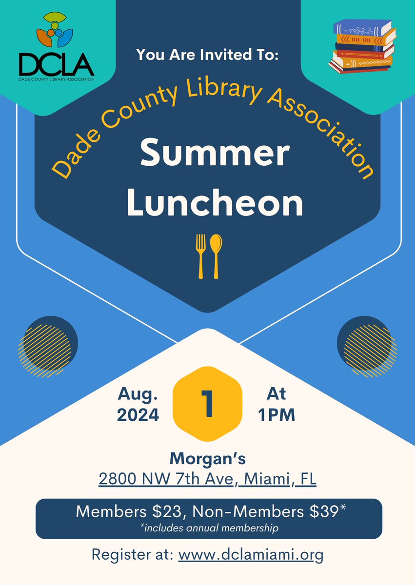 DCLAMiami's tweet photo. The DCLA Luncheon will be August 1st at Morgans, a locally owned restaurant. We hope to see you there! https://t.co/3T5q0kSppU