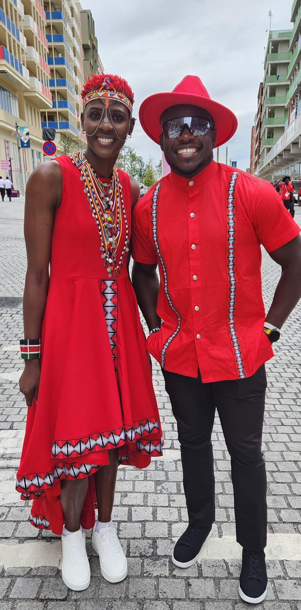 OUR FLAG BEARERS🔥🔥🔥
Volleyball star Trizah Atuka and 100M champion Ferdinand Omanyala🇰🇪
<a href="/Ferdiomanyala/">Ferdinand Omurwa OMANYALA M.B.S,O.G.W</a> 
<a href="/Atukatrizah8/">Trizah Atuka</a> 

#TeamKenya 
#HesabikaNaMabingwa