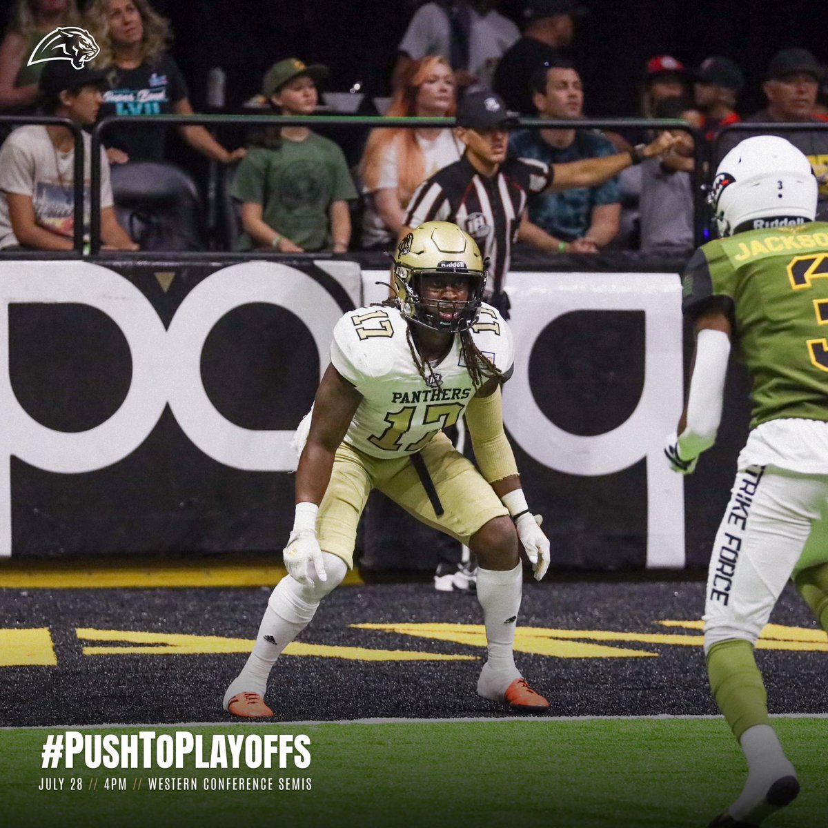 PanthersIFL's tweet photo. COUNTDOWN: 2️⃣ days until the Western Conference Semifinals
The Bay Area Panthers are facing the San Diego Strike Force at the SAP Center this Sunday, July 28 - kickoff at 4pm.
🎟️🔗: https://t.co/RlTHxPYMGo
#PushToPlayoffs
#BayAreaPanthers | #IndoorWar https://t.co/tYSQ6X7iEV