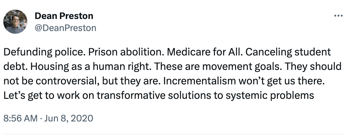 Nancy Pelosi just endorsed Dean Preston for San Francisco Supervisor. 

He is a self-described Democratic Socialist who believes in defunding the police &amp; blames capitalism and tech for San Francisco's problems. 

I'm astounded.