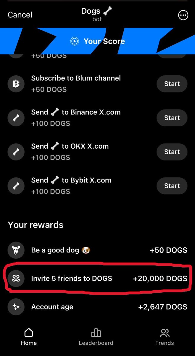 TukuDeFi's tweet photo. Actualización airdrop de $DOGS:

Han añadido varias misiones para conseguir más tokens

Pero la más interesante es la de invitar a 5 amigos, ya que nos dan 20k tokens (100$ al precio pre-market) por completarla

Yo ya la tengo completada, así que este post es para que dejéis vuestros códigos en comentarios y entre todos los usemos para intentar llegar a 5 invitaciones

Repito: Al precio pre-market 20k tokens equivalen a unos 100$