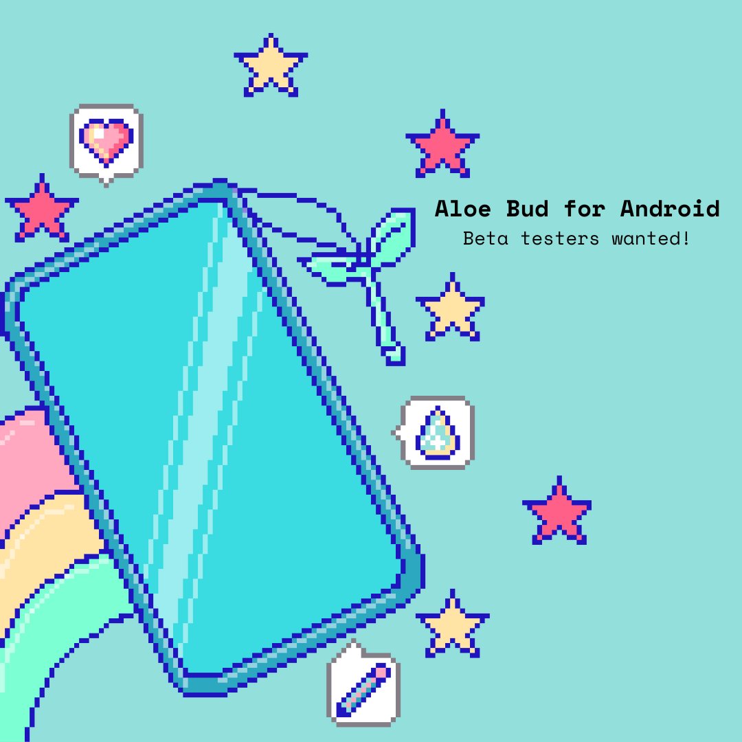 aloebud's tweet photo. Hi, buds! Are you an Android user and want to test the upcoming Aloe Bud for Android app? We are accepting signups and as a thank you will be gifting a 1-year membership when it launches! 

Sign up → https://t.co/o3TkDFtwBo https://t.co/SrYGwFvMti