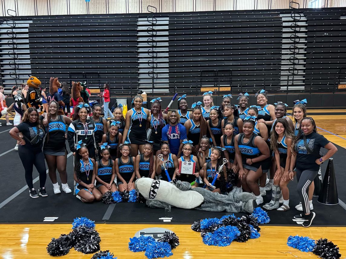 ShadowCreekHS's tweet photo. What a great way to end camp and start the season! @schssharkscheer earned several awards and learned several new skills! FINS UP 🦈

⭐️8 All American Cheerleaders
⭐️2024 NCA Top Team Chant
⭐️2024 Top Team Cheer
⭐️3 Spirit Sticks for each day of camp
⭐️30+ Superior Ribbons https://t.co/drsochQmjV