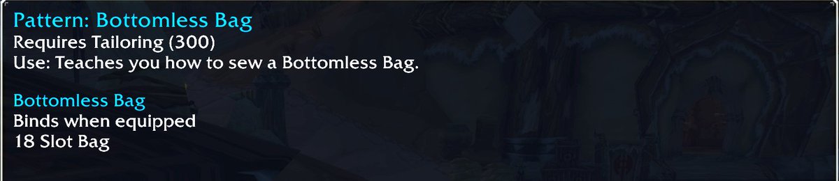 LukeeUs's tweet photo. @AggrendWoW 
@wowclassicdevs 
Got bottomless bag recipe off of the AH, to then notice it is an 18 slot bag. Someone I know has the recipe learned and theirs says 20 slot. He also said that there was a 18 and 20 slot recipe on the AH. https://t.co/Lgsd9Wuyl9