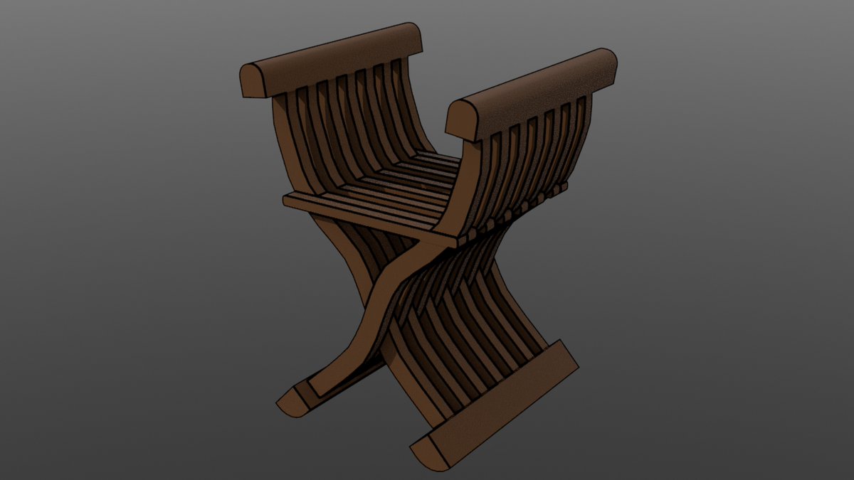 nora_nasubi's tweet image. no.127  30分モデリング X-椅子（サヴォナローラ）
#3DCG #127日目 #FoundryMODO