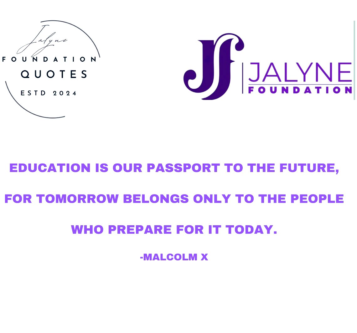 Jalyne4dation's tweet photo. Dear Jalyners, quote this tweet with your favorite education quote💜✨ let’s see what education means to you 💜✨ 

#JalyneFoundation 
#RightToEducation
#Jalyne https://t.co/5sI0SKuXvP