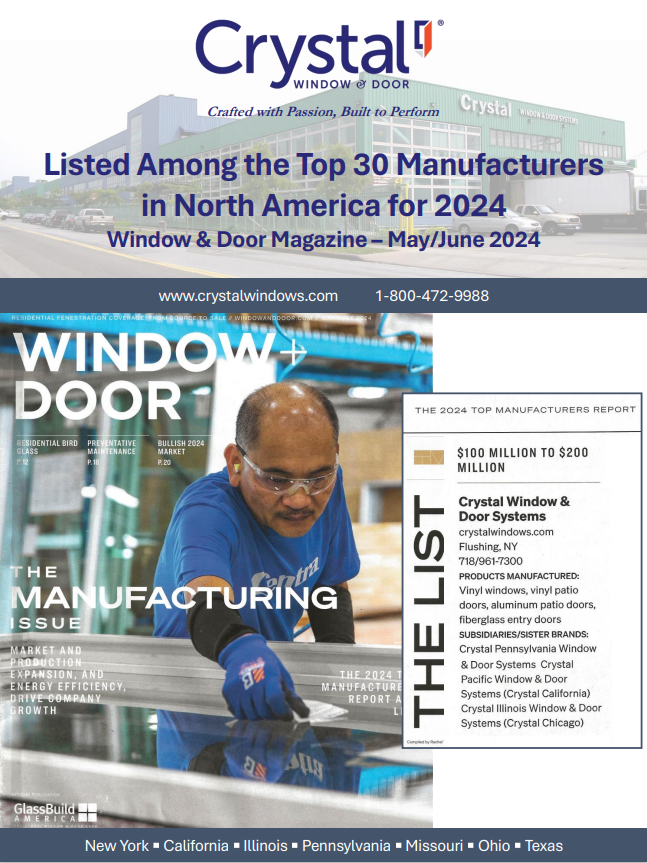 DoorCrystal's tweet image. 🌟 Exciting News! 🌟

We are thrilled to announce that Crystal has been listed among the top 30 manufacturers in North America for 2024!

A huge thank you to our dedicated team and loyal customers for making this possible.

#CrystalWindows #Top30