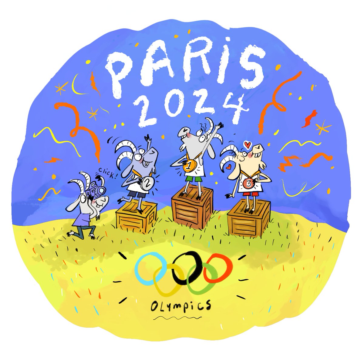 A little something to commemorate the #Olympics #OlympicGames #Olympic2024 #kidlitartist #kidlitcartoonist #childrensbookillustrator #kidlitcomics #goat