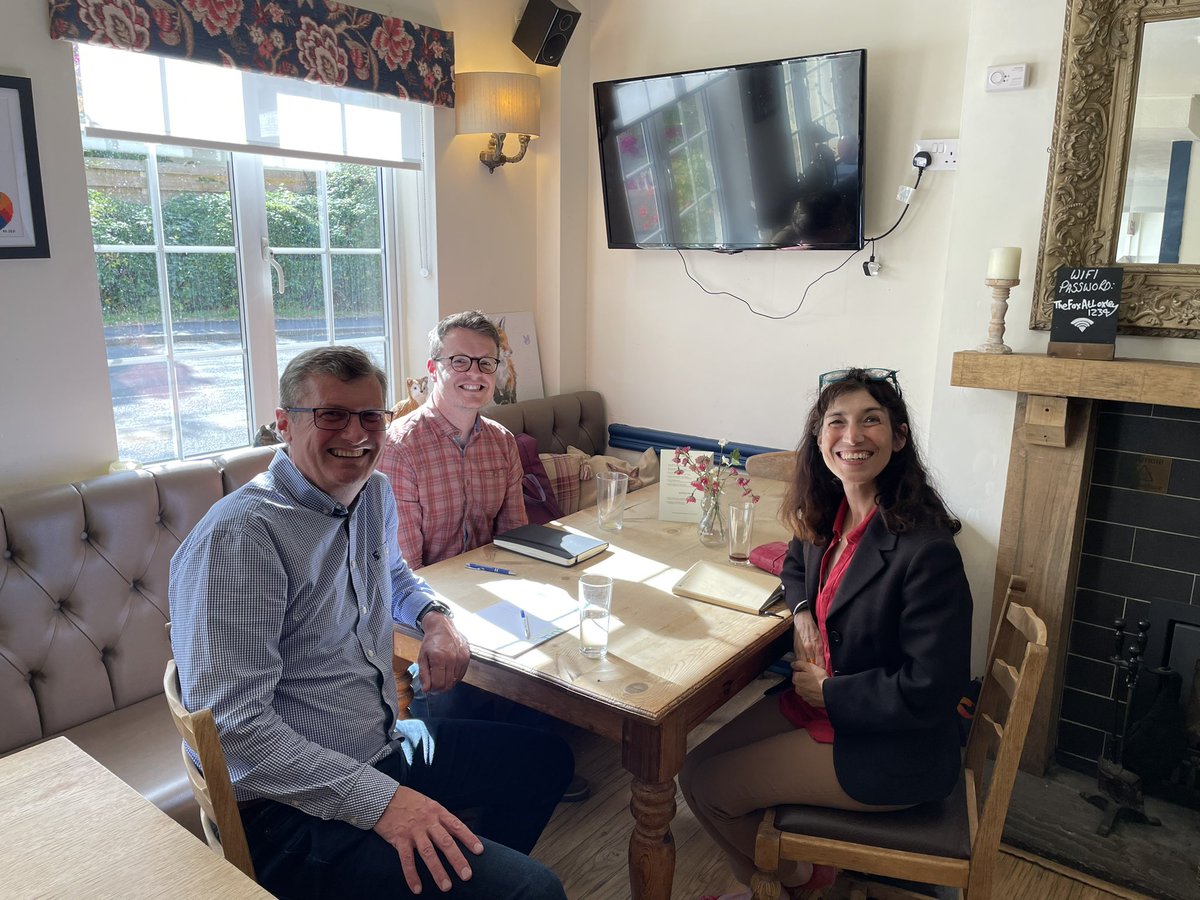 A great afternoon welcoming <a href="/MP4Stratford/">Manuela Perteghella MP 🔶</a> Manuela Perteghella, our new Stratford upon Avon MP and <a href="/ChrisCowcher/">Chris Cowcher</a> from <a href="/Plunkett_UK/">Plunkett UK</a> to our Community pub. A lovely engaging conversation with Manuela all about community businesses.   #community #communitybusiness