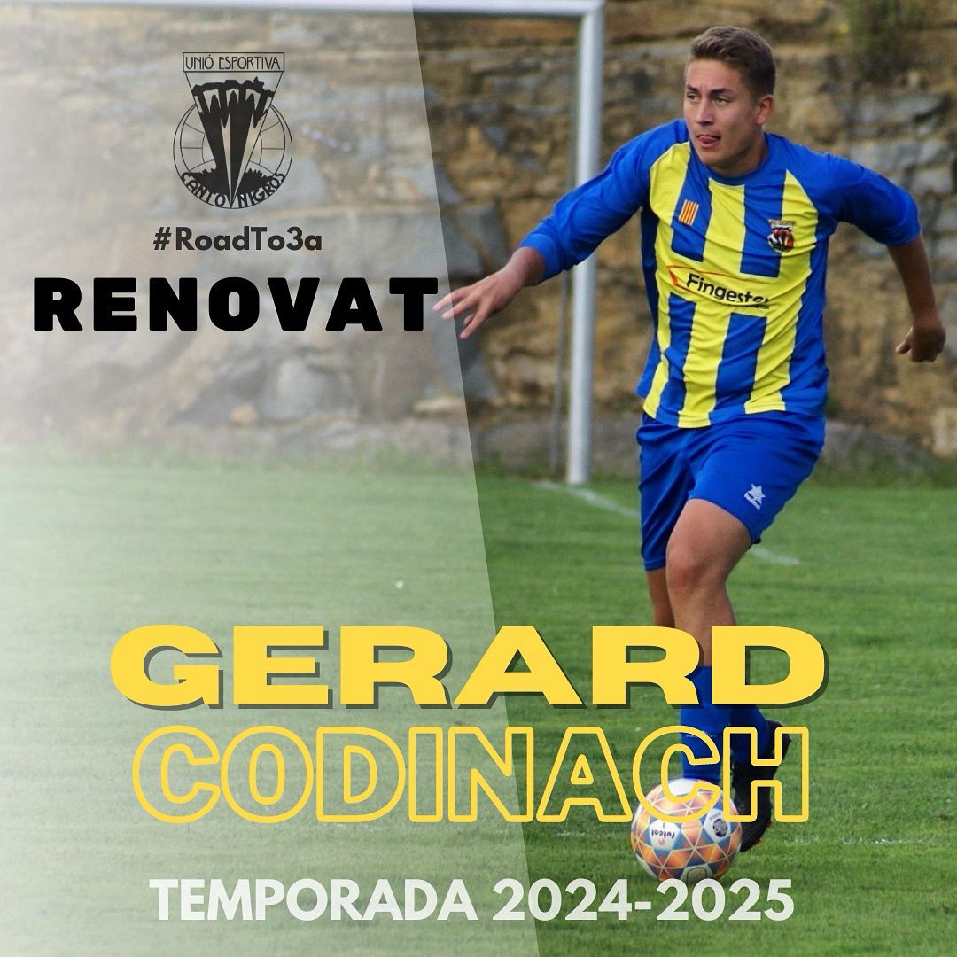 UECantoni's tweet photo. 🎩 𝐆𝐄𝐑𝐀𝐑𝐃 𝐂𝐎𝐃𝐈𝐍𝐀𝐂𝐇, RENOVAT!

✍️ Cudi, ets de 3a Catalana!

🤝 4a temporada a Cantoni
@GerardCodinach 

#3cat4 #futbolcat https://t.co/stmeGfGjQ0
