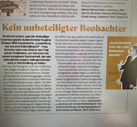 capybarabooks's tweet photo. Und mal wieder in der Zeitung ;O)) Diesmal bereits vor ein paar Tagen in der revue mit dem Titel "Luxemburg war nie eine Kolonialmacht von Yves Schmitz, ein Projekt von Richtung22. https://t.co/9OvnGWU3t2
