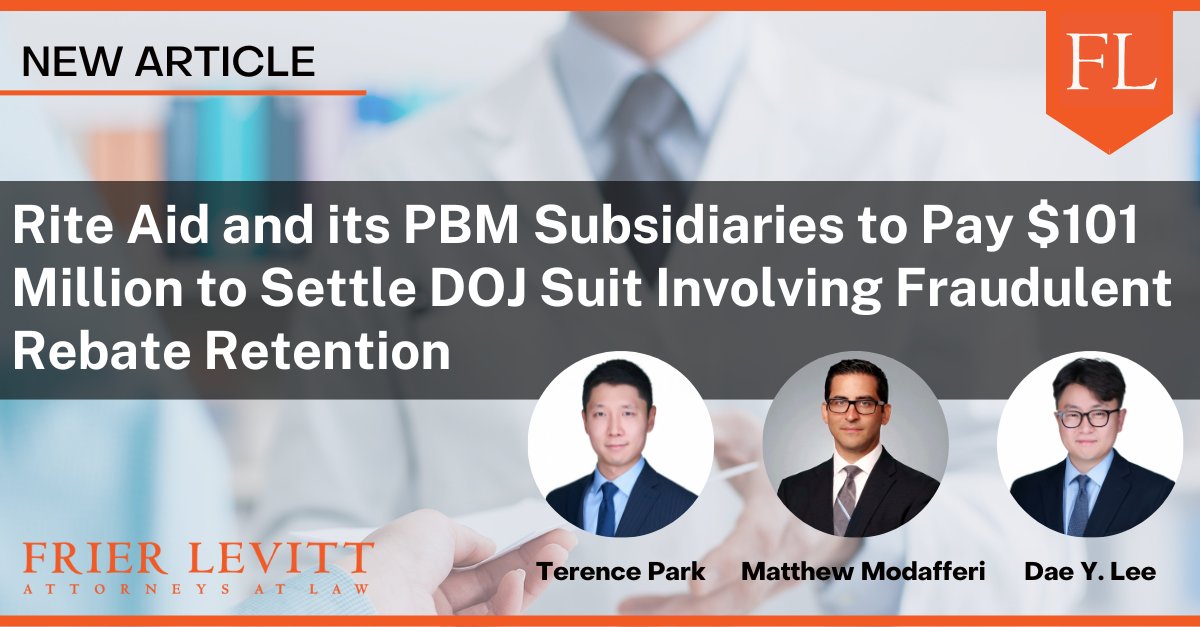 FrierLevitt's tweet image. The #DOJ announced a $101 million settlement with Rite Aid Corporation and its subsidiaries for #FalseClaimsAct violations involving fraudulent rebate retention. 

Read #FrierLevitt article to learn more: frierlevitt.com/articles/rite-…

#PBMs #Rebates