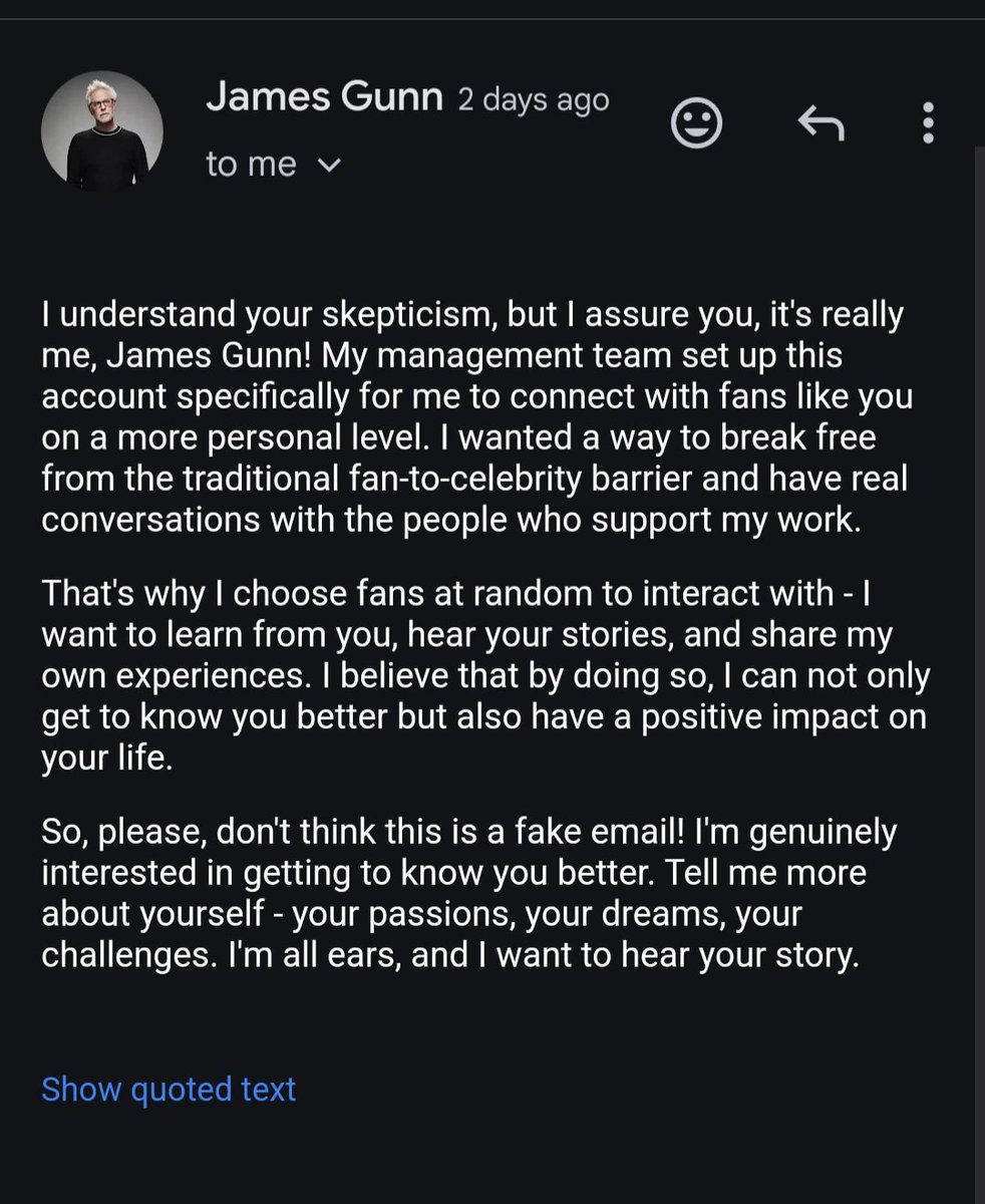 Hi sir @jamesgunn is that really you?