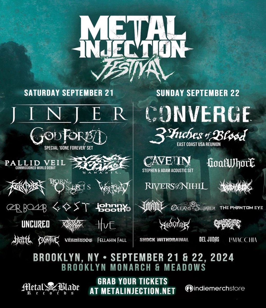JESUS WEPT (@thejesuswept) on Twitter photo Single day lineups have been announced for METAL INJECTION FEST 2024. Individual day passes are now available thru <a href="/metalinjection/">Metal Injection</a>.
Weekend passes are still available via link
in bio.
See you freaks on Saturday. Single day lineups have been announced for METAL INJECTION FEST 2024. Individual day passes are now available thru <a href="/metalinjection/">Metal Injection</a>.
Weekend passes are still available via link
in bio.
See you freaks on Saturday.