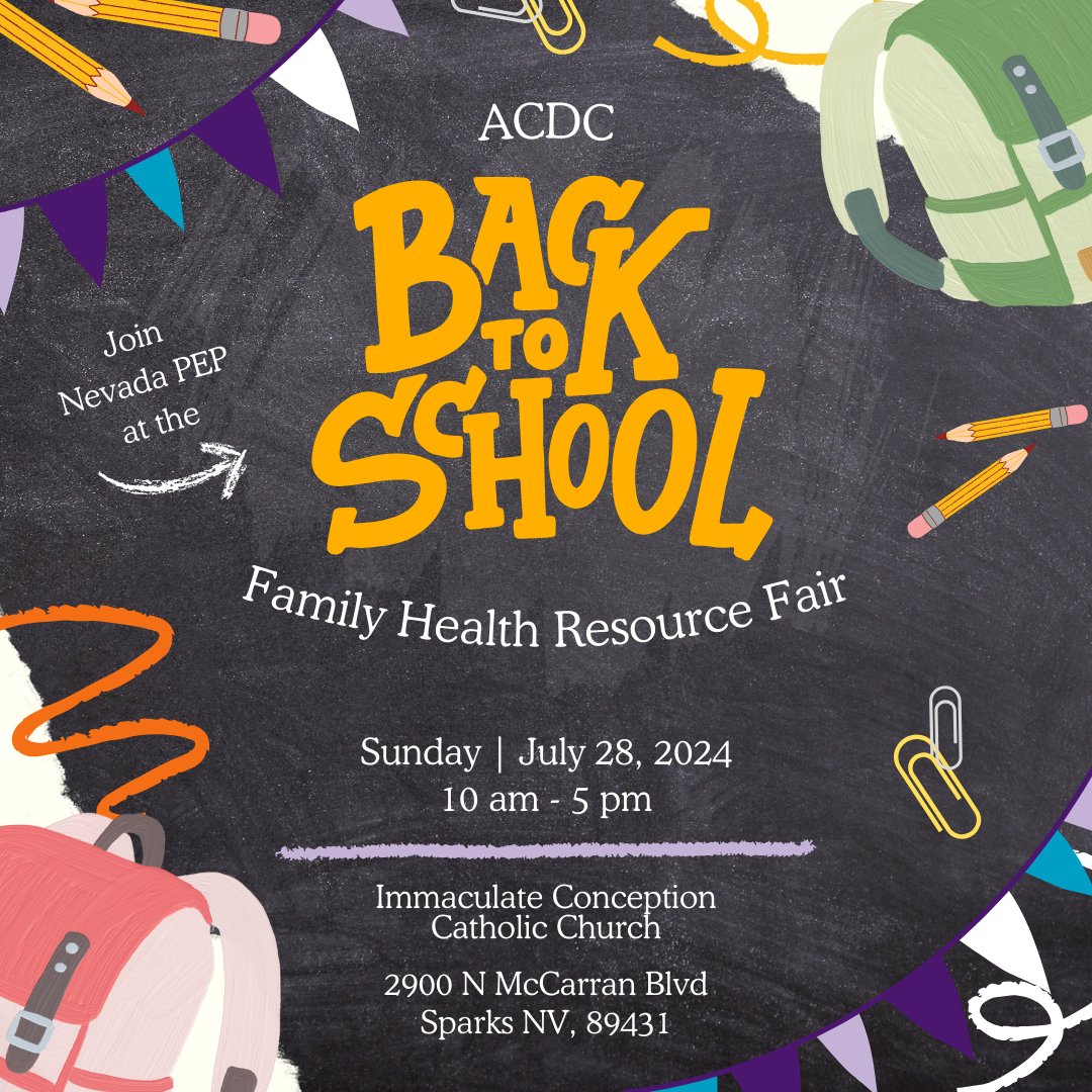NevadaPEP's tweet photo. The Asian Community Development Council is having a Back-to-School Family Health Resource Fair this Sunday, July 28. Stop by Nevada PEP's table for information and resources about disabilities and Special Education!
#nevadaPEP #backtoschool #backToSchoolFair #NevadaEducation https://t.co/SCJmD4iJSr