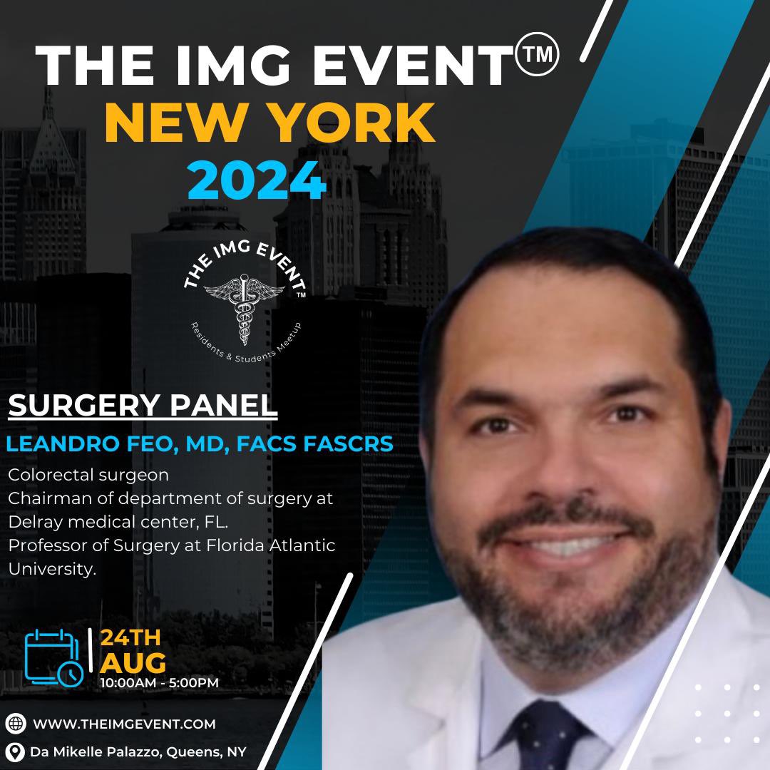 TheIMGevent's tweet photo. SPEAKER ANNOUNCEMENT ‼️
We are happy to announce our next speaker, Dr. Leandro Feo.
He is a Colorectal Surgeon, Chairman of the Department of Surgery at @DelrayMedCenter, and Professor of Surgery at @FloridaAtlantic
#theimgeventnyc2024 #theimgevent #projectimg #surgery #MedX https://t.co/rrKbzPBgvO