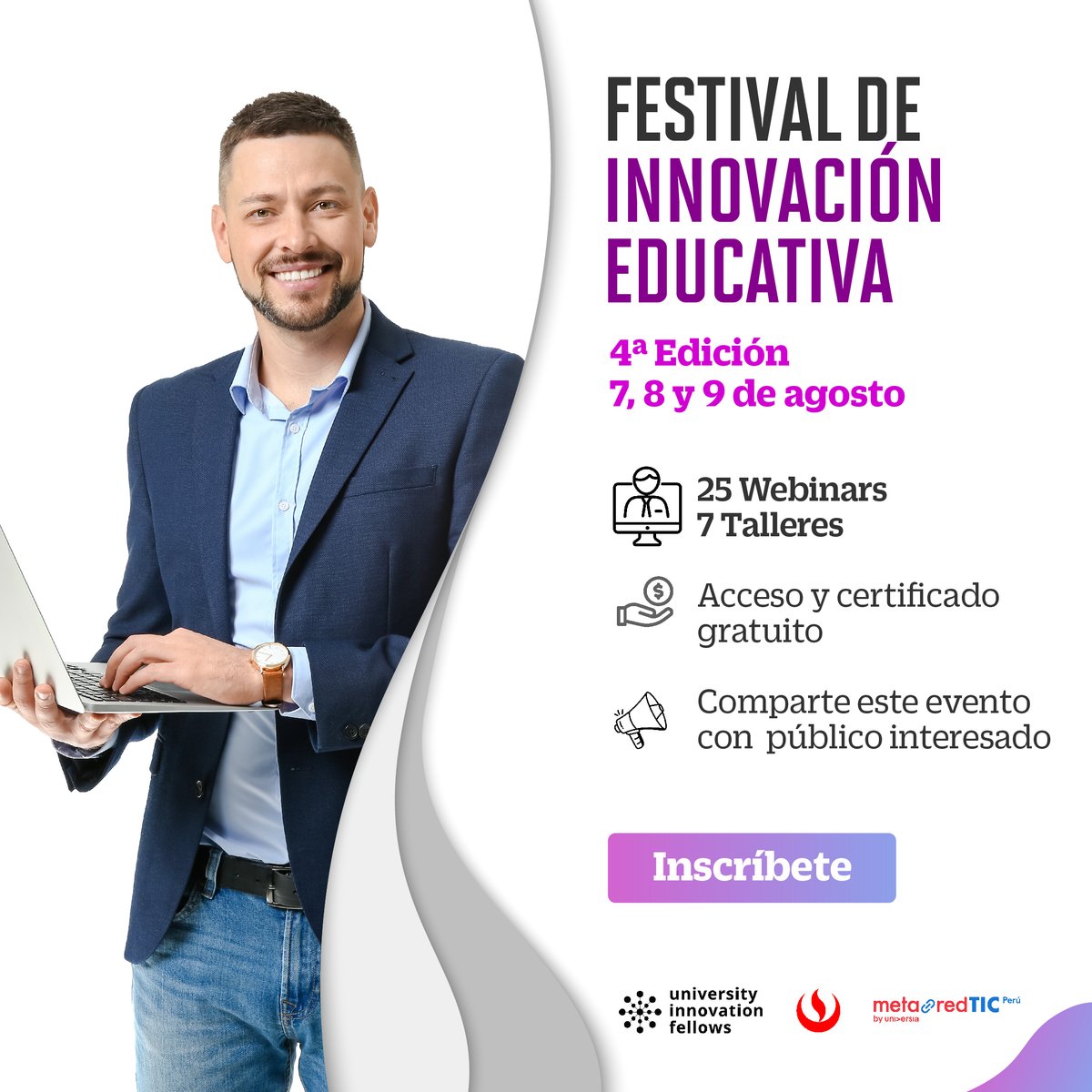🚀🎓 ¡El Festival de Innovación Educativa te espera! 
Conoce lo último en IA, RV, RA y gamificación. Inscríbete ya y sé parte del futuro de la educación. 💡📚 
📌 Evento y certificado gratuito

👉 Inscríbete innovacioneducativa.upc.edu.pe/agenda-2/