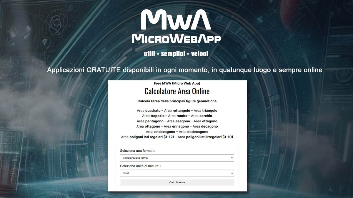 StefenNick's tweet photo. Sai cosa sono le MWA?  Scopri come semplificare le tue attività quotidiane.
Prova subito il nostro calcolatore d'area GRATIS!  Altre MWA in arrivo. https://t.co/XSP6qMulbV  #MWA #gratis #calcolatore #nickdigitalprojects https://t.co/PSGoct6f4I