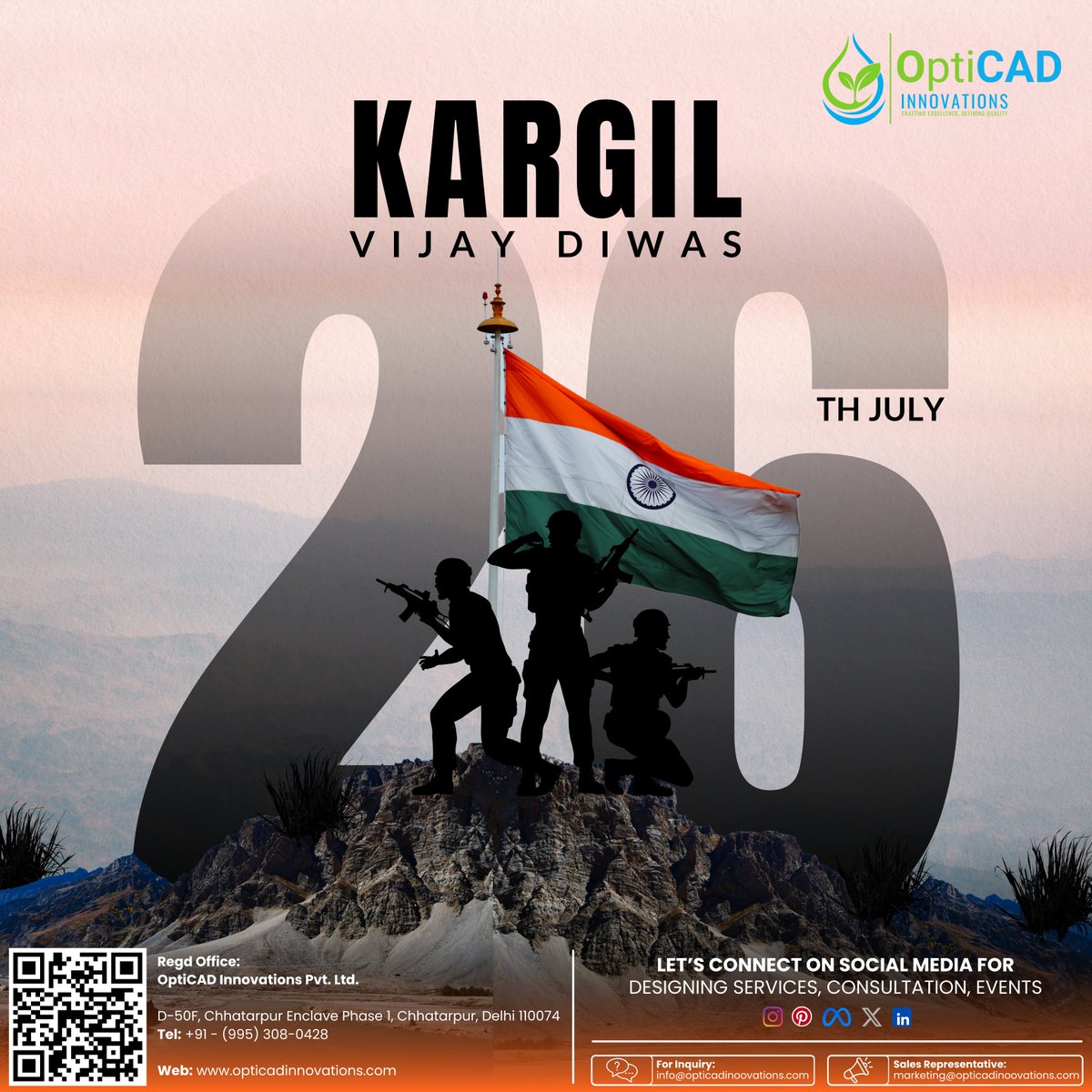 OptiCAD_In's tweet image. Honoring the courage and sacrifice of our brave soldiers on #KargilVijayDiwas. Jai Hind! 🇮🇳

𝐅𝐨𝐫 𝐌𝐨𝐫𝐞 𝐈𝐧𝐟𝐨 𝐚𝐛𝐨𝐮𝐭 𝐎𝐩𝐭𝐢𝐂𝐀𝐃 𝐈𝐧𝐧𝐨𝐯𝐚𝐭𝐢𝐨𝐧𝐬:
Email: info@opticadinnovations.com
Website: opticadinnovations.com
Mobile: +91 - (995) 308 0428

#OptiCAD