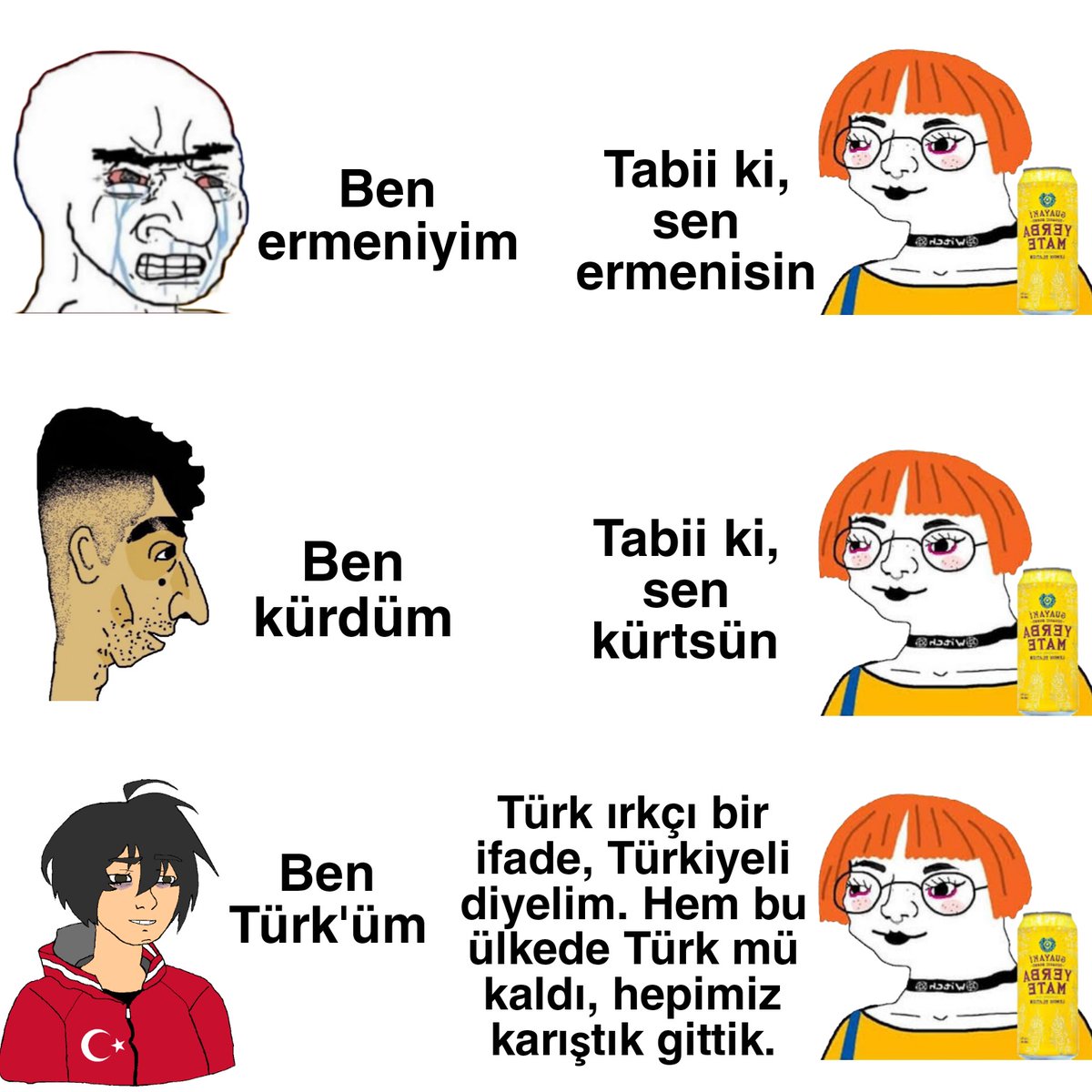 Türkiye'de her ırkın varlığını kabul ediyorlar, bir tek Türk'ü kabul etmiyorlar.