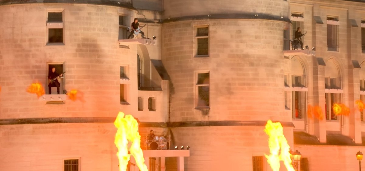 SOTSPodcast's tweet image. Gojira captured performing at the 2024 Olympics.